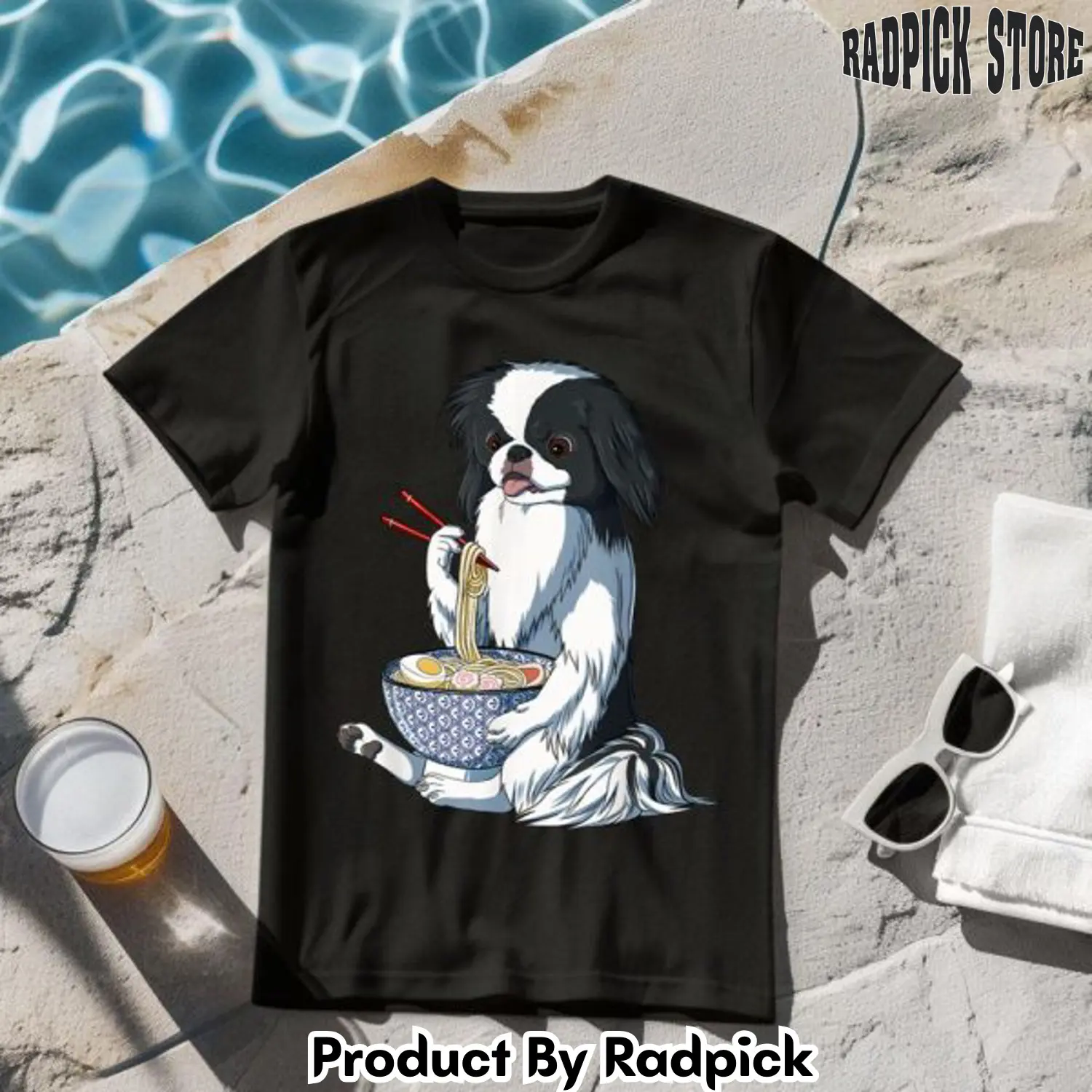 Kawaii dog eats ramen noodles tshirt rp2632703